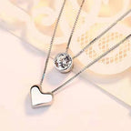 ANENJERY-collar con colgante de circonita de doble capa para mujer, gargantilla de cadena, joyería delicada, Color plateado, S-N157