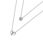 ANENJERY-collar con colgante de circonita de doble capa para mujer, gargantilla de cadena, joyería delicada, Color plateado, S-N157