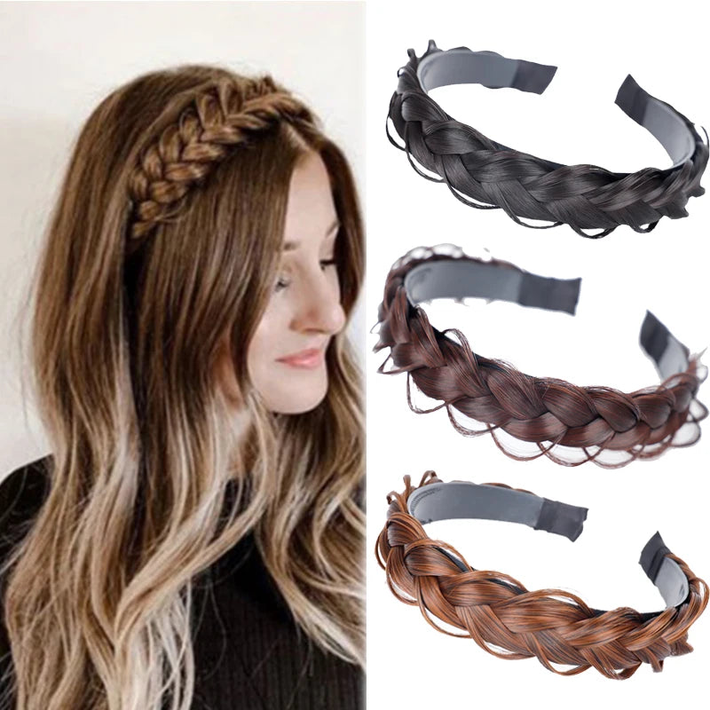 Banda para el pelo de espina de pescado para mujer, peluca perezosa, diadema trenzada, horquilla Bohemia, tocado antideslizante, accesorios para el cabello nupcial