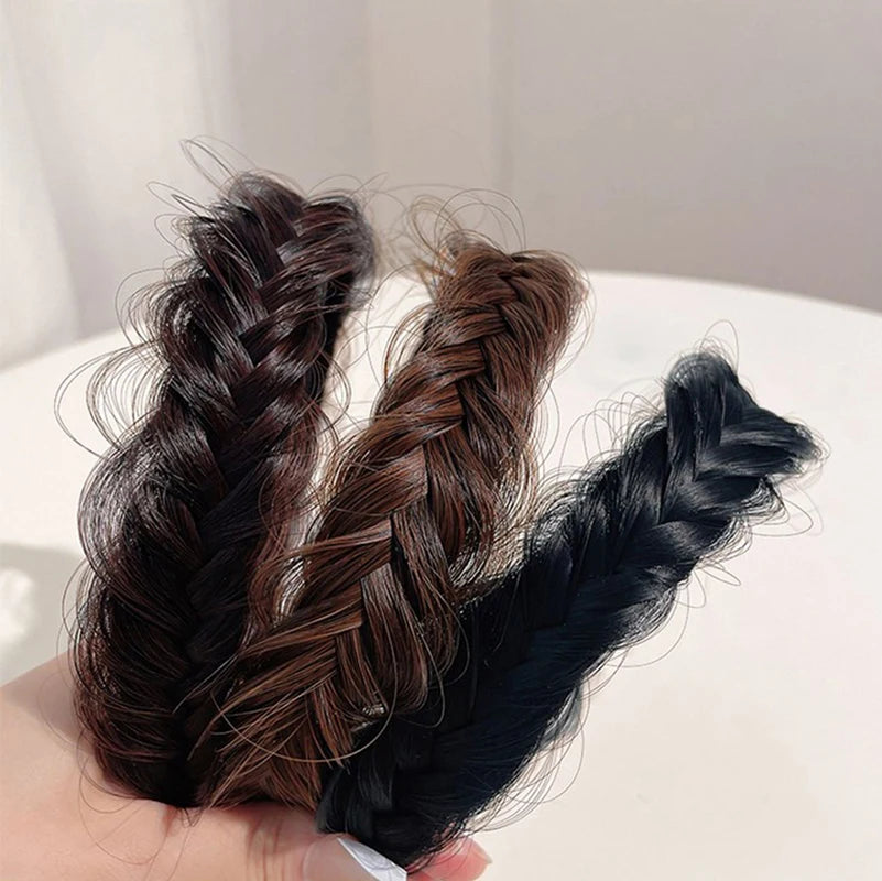 Banda para el pelo de espina de pescado para mujer, peluca perezosa, diadema trenzada, horquilla Bohemia, tocado antideslizante, accesorios para el cabello nupcial