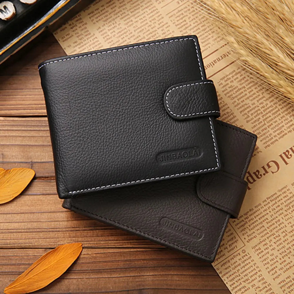 Billeteras de cuero genuino para hombre, billetera corta de cuero PU, estilo de muestra sólido, monedero con cremallera para tarjetas
