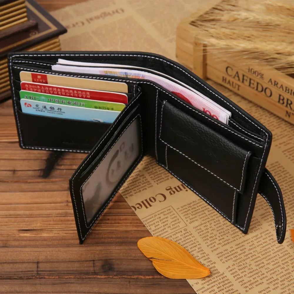 Billeteras de cuero genuino para hombre, billetera corta de cuero PU, estilo de muestra sólido, monedero con cremallera para tarjetas