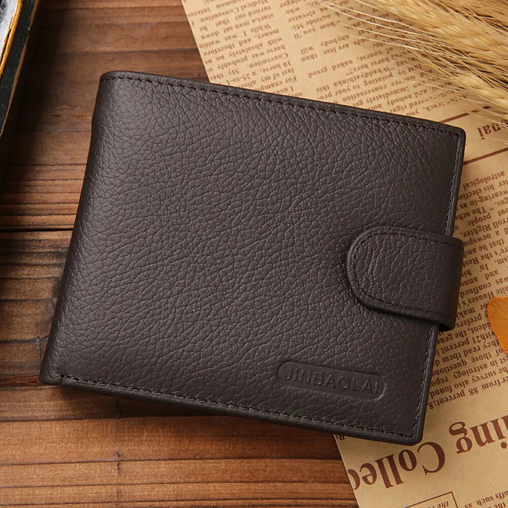 Billeteras de cuero genuino para hombre, billetera corta de cuero PU, estilo de muestra sólido, monedero con cremallera para tarjetas