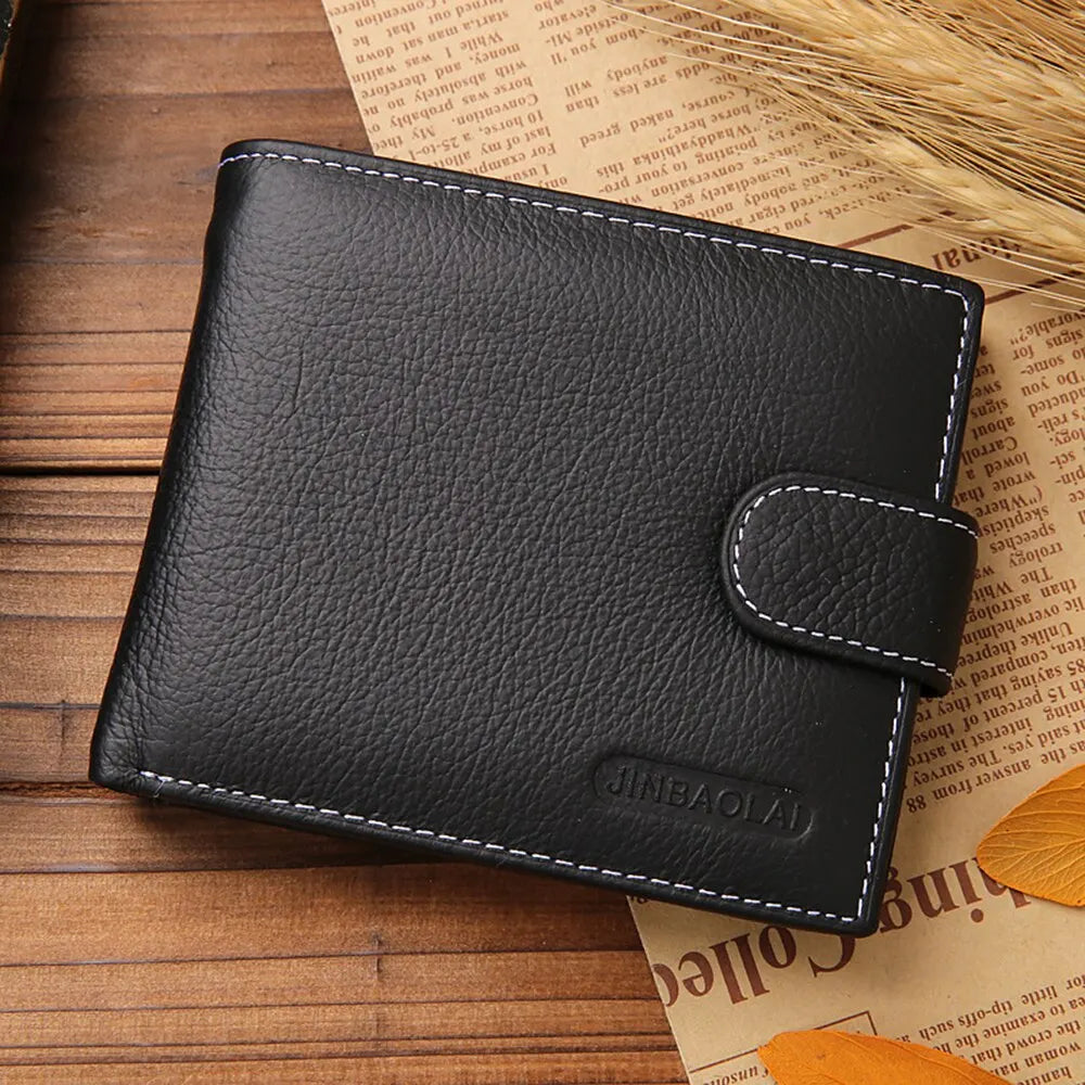 Billeteras de cuero genuino para hombre, billetera corta de cuero PU, estilo de muestra sólido, monedero con cremallera para tarjetas