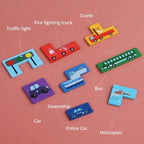 Bloques de construcción de madera, juego de tráfico, rompecabezas, inteligencia, juego de lógica, bloque educativo temprano, aprendizaje