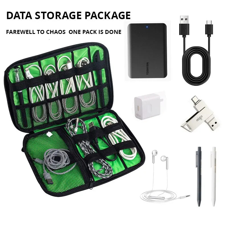 Bolsa de almacenamiento de accesorios electrónicos organizador portátil USB Cable de datos cargador enchufe de viaje impermeable organizador