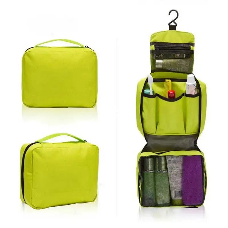 Bolsa de lavado de viaje de gran capacidad, tipo gancho, portátil, impermeable, plegable, verde/rojo/naranja, 1 unidad