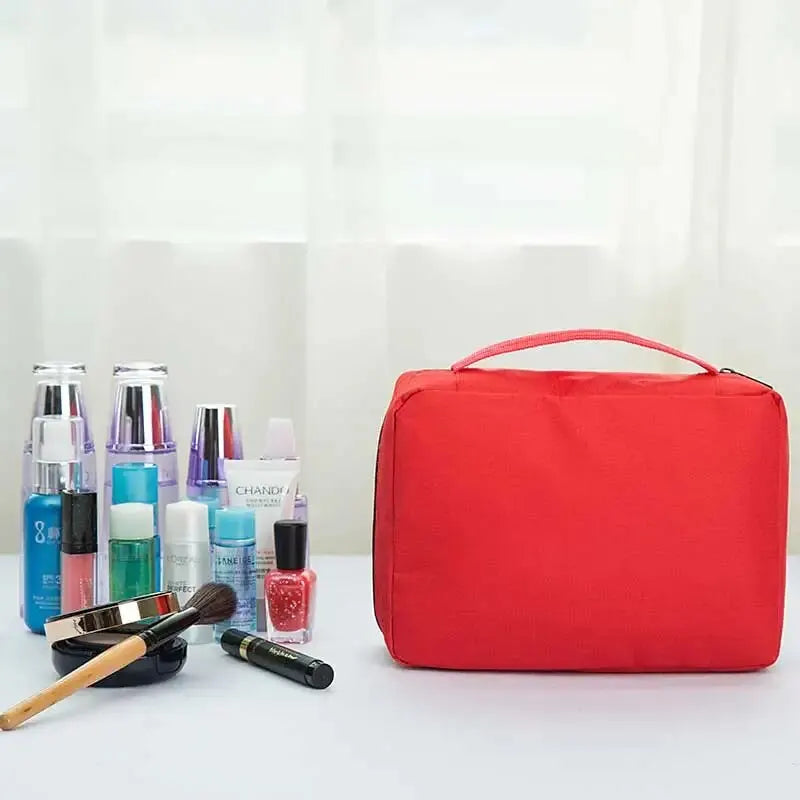 Bolsa de lavado de viaje de gran capacidad, tipo gancho, portátil, impermeable, plegable, verde/rojo/naranja, 1 unidad