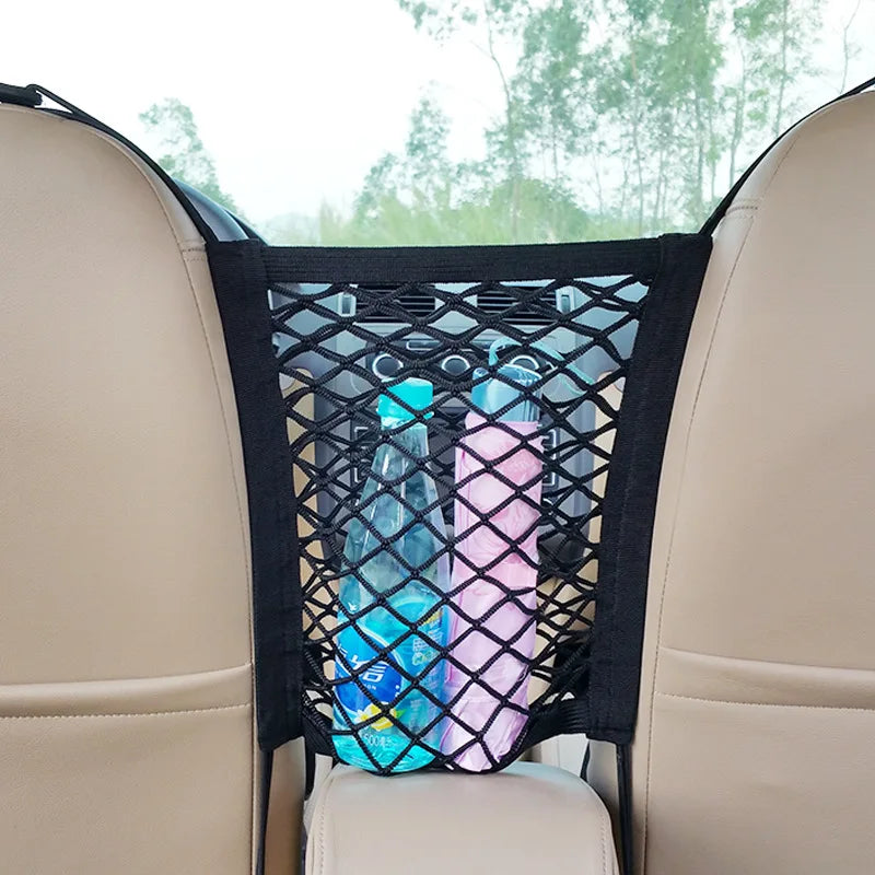 Bolsa de red de almacenamiento de seguridad para el coche, organizador de malla elástica para Interior del maletero, asiento trasero, accesorios para automóviles
