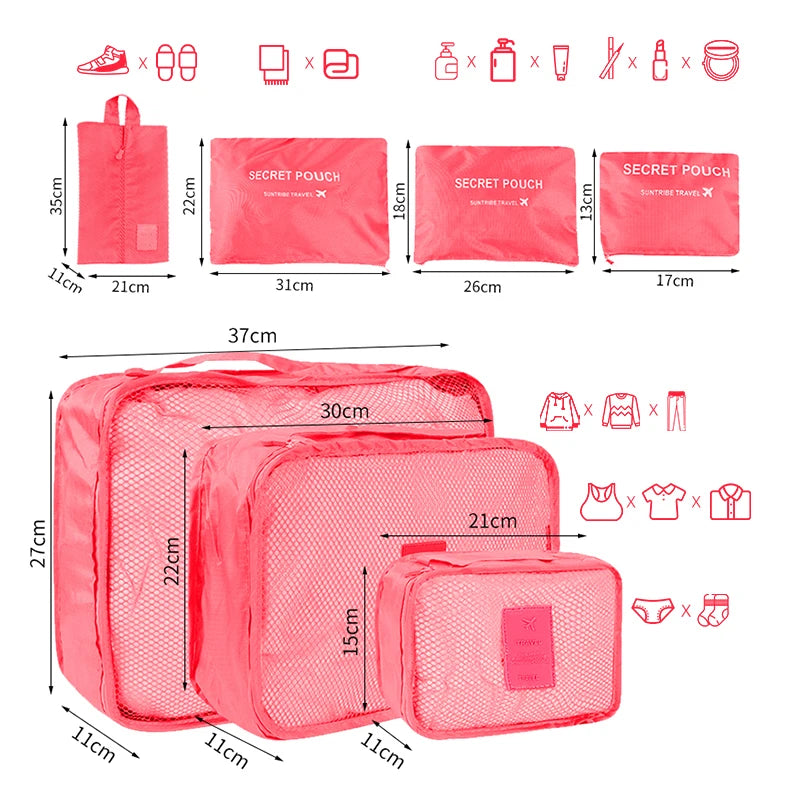 Bolsas organizadoras de almacenamiento de viaje para mujer, Maleta de viaje portátil, bolsas organizadoras para ropa, zapatos, bolsa de maquillaje, organizador de equipaje