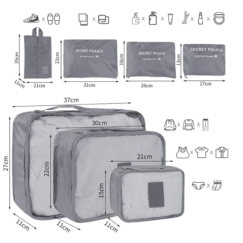 Bolsas organizadoras de almacenamiento de viaje para mujer, Maleta de viaje portátil, bolsas organizadoras para ropa, zapatos, bolsa de maquillaje, organizador de equipaje