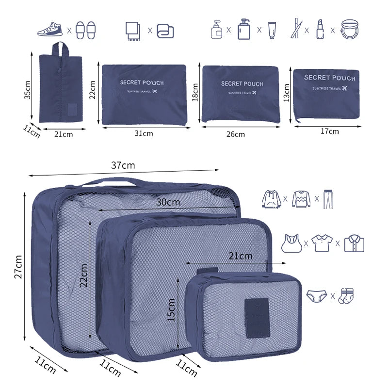 Bolsas organizadoras de almacenamiento de viaje para mujer, Maleta de viaje portátil, bolsas organizadoras para ropa, zapatos, bolsa de maquillaje, organizador de equipaje