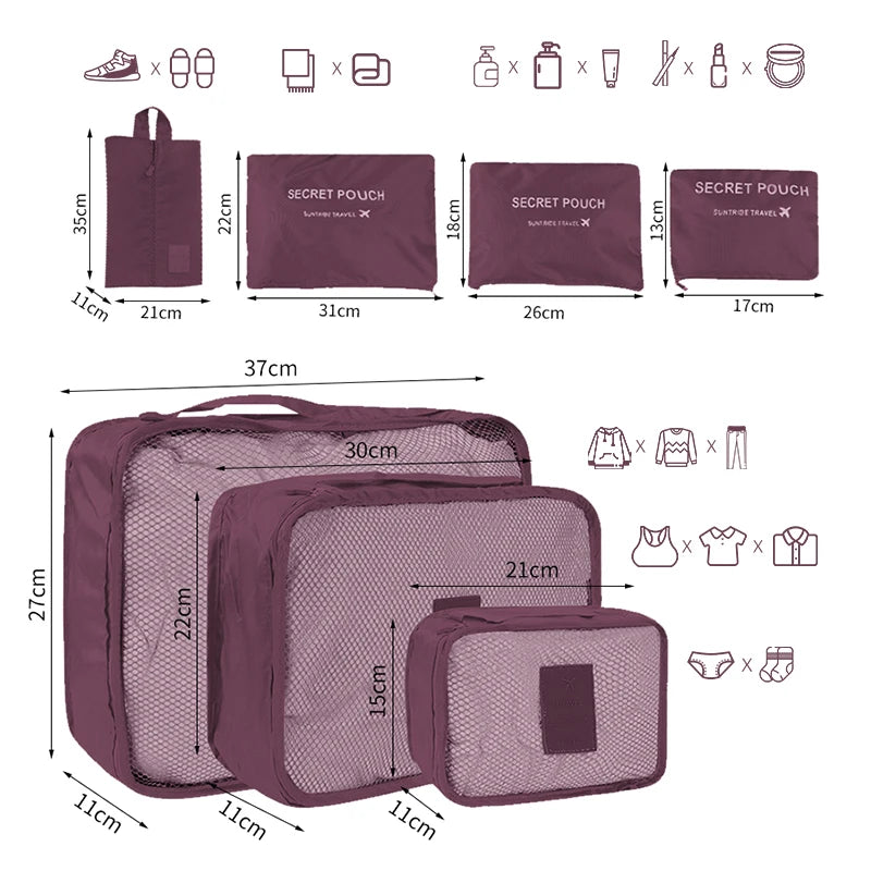 Bolsas organizadoras de almacenamiento de viaje para mujer, Maleta de viaje portátil, bolsas organizadoras para ropa, zapatos, bolsa de maquillaje, organizador de equipaje