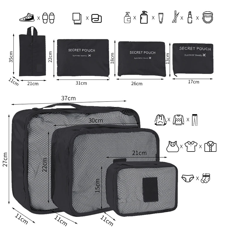 Bolsas organizadoras de almacenamiento de viaje para mujer, Maleta de viaje portátil, bolsas organizadoras para ropa, zapatos, bolsa de maquillaje, organizador de equipaje