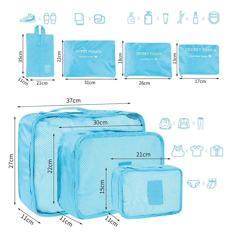 Bolsas organizadoras de almacenamiento de viaje para mujer, Maleta de viaje portátil, bolsas organizadoras para ropa, zapatos, bolsa de maquillaje, organizador de equipaje