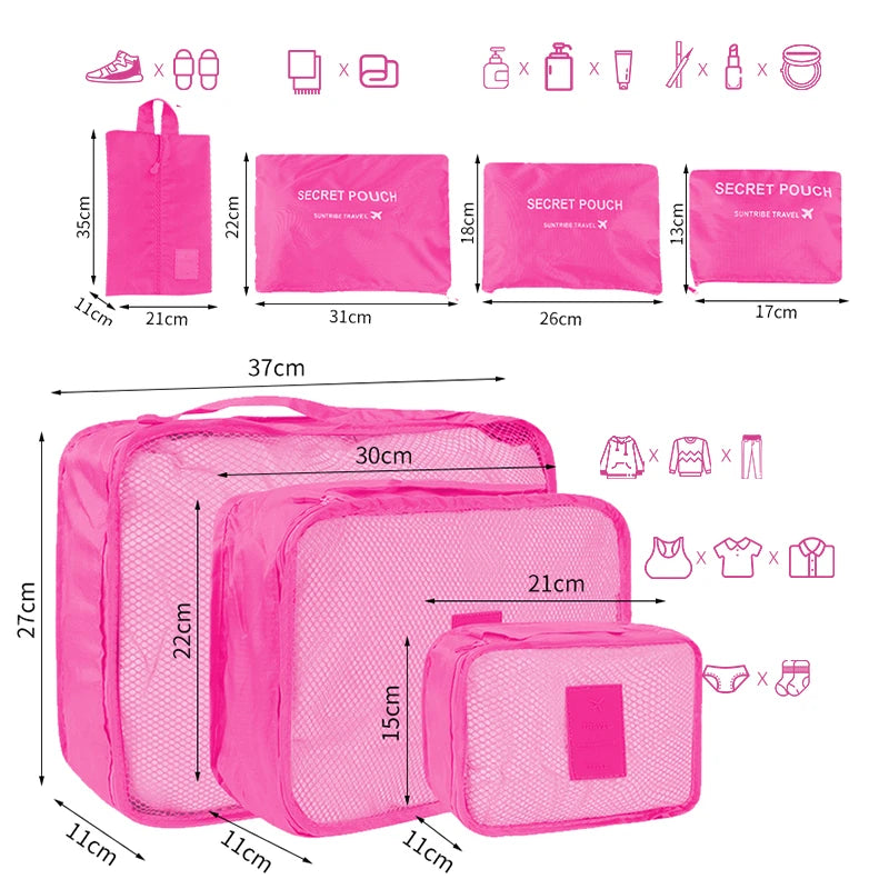 Bolsas organizadoras de almacenamiento de viaje para mujer, Maleta de viaje portátil, bolsas organizadoras para ropa, zapatos, bolsa de maquillaje, organizador de equipaje