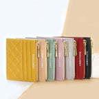 Bolso de tarjeta corto a cuadros de diamantes para mujer, monedero de licencia, cubierta de tarjeta con cremallera, tarjetero múltiple, nuevo y a la moda