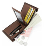 Billetera Cartera Cuero Elegante Hombre Doble Cremallera