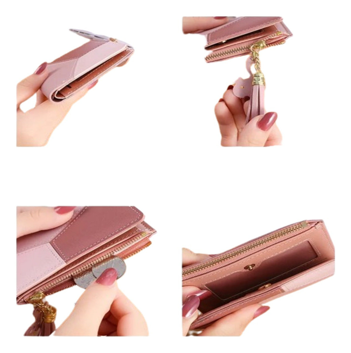 Billetera Cartera Short Moda Cremallera Para Mujer Elegante