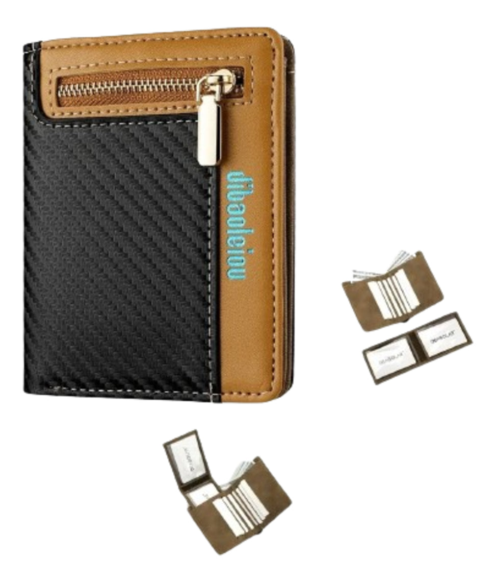 Billetera Corta Para Hombre De Fibra De Carbono