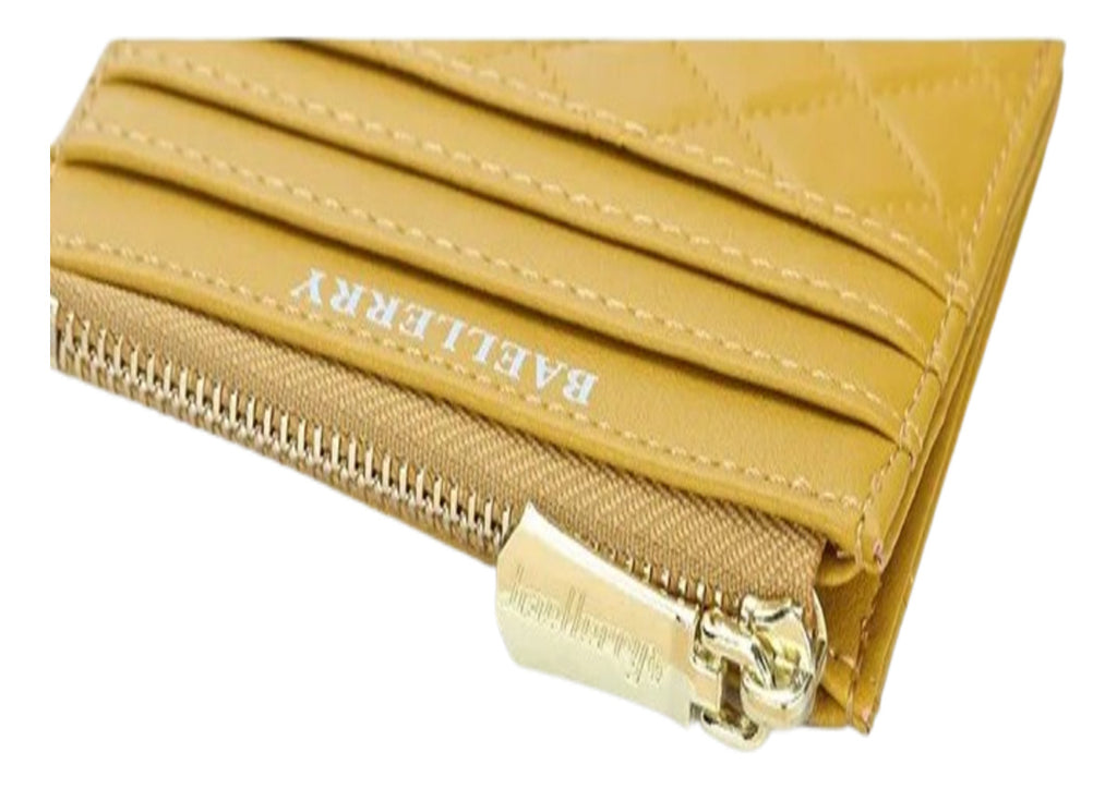 Bolso De Tarjeta Mini Cuadros Cremallera, Tarjetero Múltiple