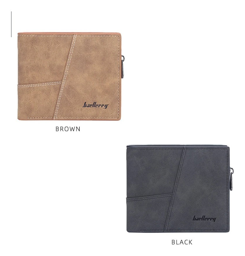 Billeteras Retro Short Distincion De Cuero Con Cremallera