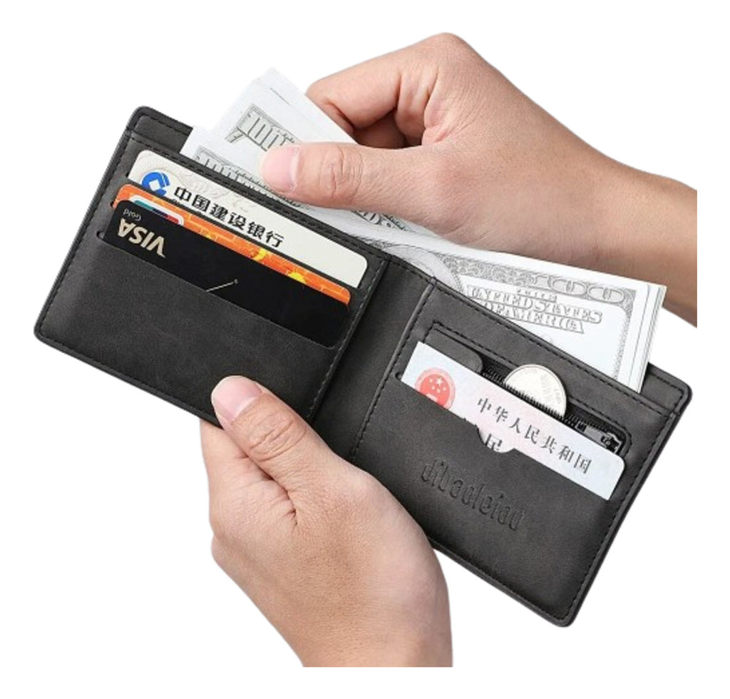 Billetera Corto Dólar Clip Cremallera Simple Cuero Ligero