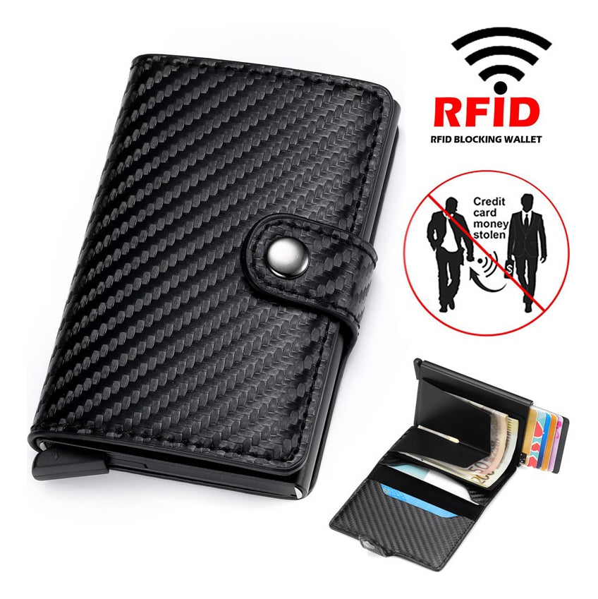 Billetera Tarjetero Aluminio Pu, Lujo Bloqueo Anti Rfid