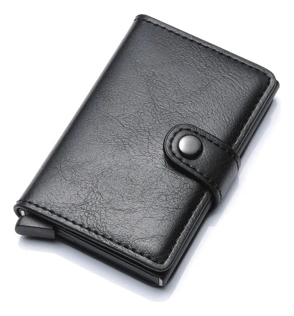 Billetera Tarjetero Aluminio Pu, Lujo Bloqueo Anti Rfid