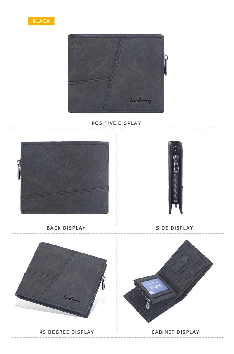 Billeteras Retro Short Distincion De Cuero Con Cremallera