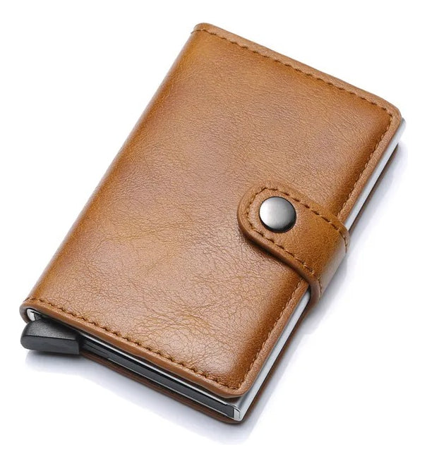 Billetera Tarjetero Aluminio Pu, Lujo Bloqueo Anti Rfid