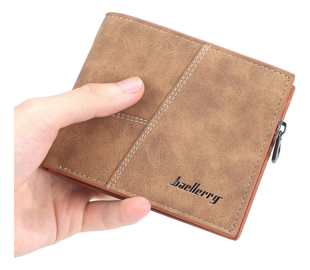 Billeteras Retro Short Distincion De Cuero Con Cremallera