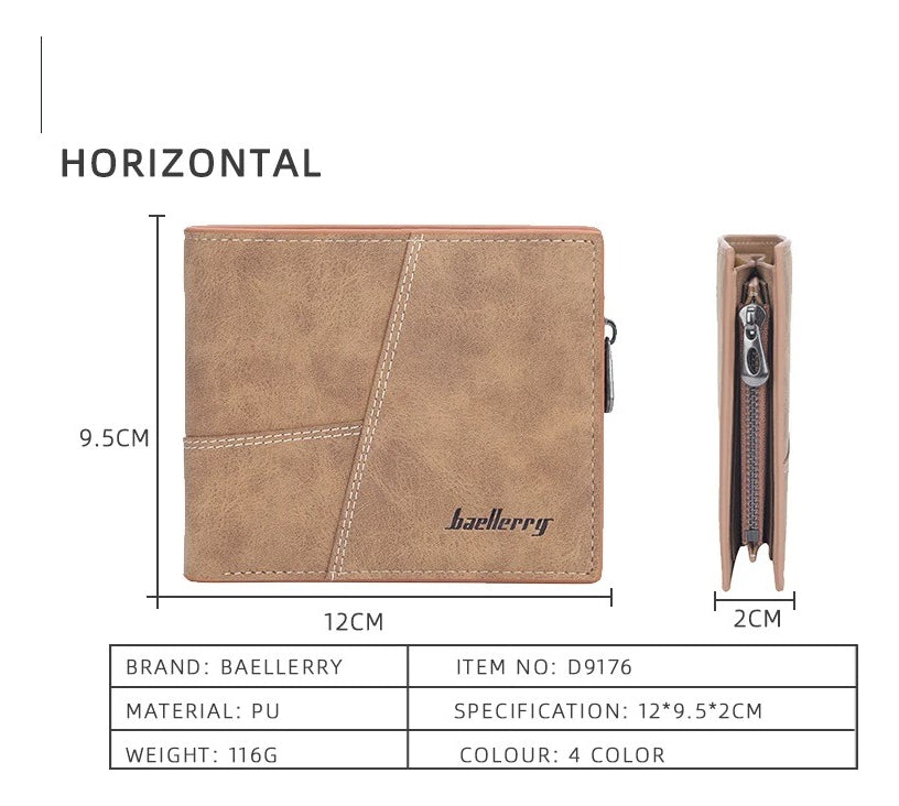 Billeteras Retro Short Distincion De Cuero Con Cremallera