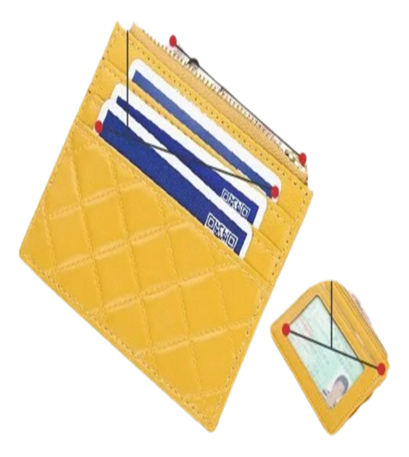 Bolso De Tarjeta Mini Cuadros Cremallera, Tarjetero Múltiple