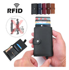 Billetera Tarjetero Aluminio Pu, Lujo Bloqueo Anti Rfid