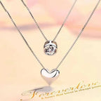 ANENJERY-collar con colgante de circonita de doble capa para mujer, gargantilla de cadena, joyería delicada, Color plateado, S-N157