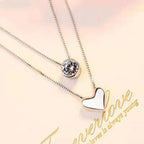 ANENJERY-collar con colgante de circonita de doble capa para mujer, gargantilla de cadena, joyería delicada, Color plateado, S-N157