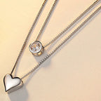 ANENJERY-collar con colgante de circonita de doble capa para mujer, gargantilla de cadena, joyería delicada, Color plateado, S-N157