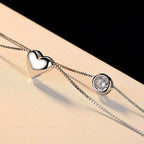 ANENJERY-collar con colgante de circonita de doble capa para mujer, gargantilla de cadena, joyería delicada, Color plateado, S-N157