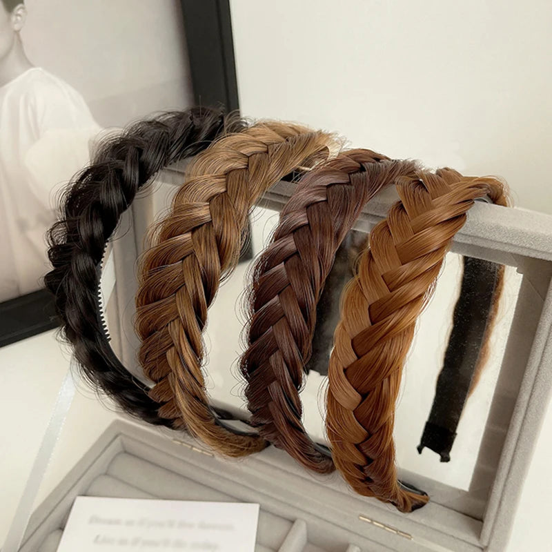 Banda para el pelo de espina de pescado para mujer, peluca perezosa, diadema trenzada, horquilla Bohemia, tocado antideslizante, accesorios para el cabello nupcial