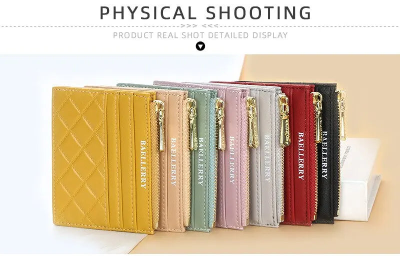 Bolso de tarjeta corto a cuadros de diamantes para mujer, monedero de licencia, cubierta de tarjeta con cremallera, tarjetero múltiple, nuevo y a la moda