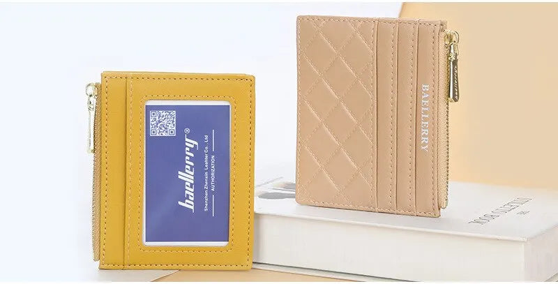 Bolso de tarjeta corto a cuadros de diamantes para mujer, monedero de licencia, cubierta de tarjeta con cremallera, tarjetero múltiple, nuevo y a la moda