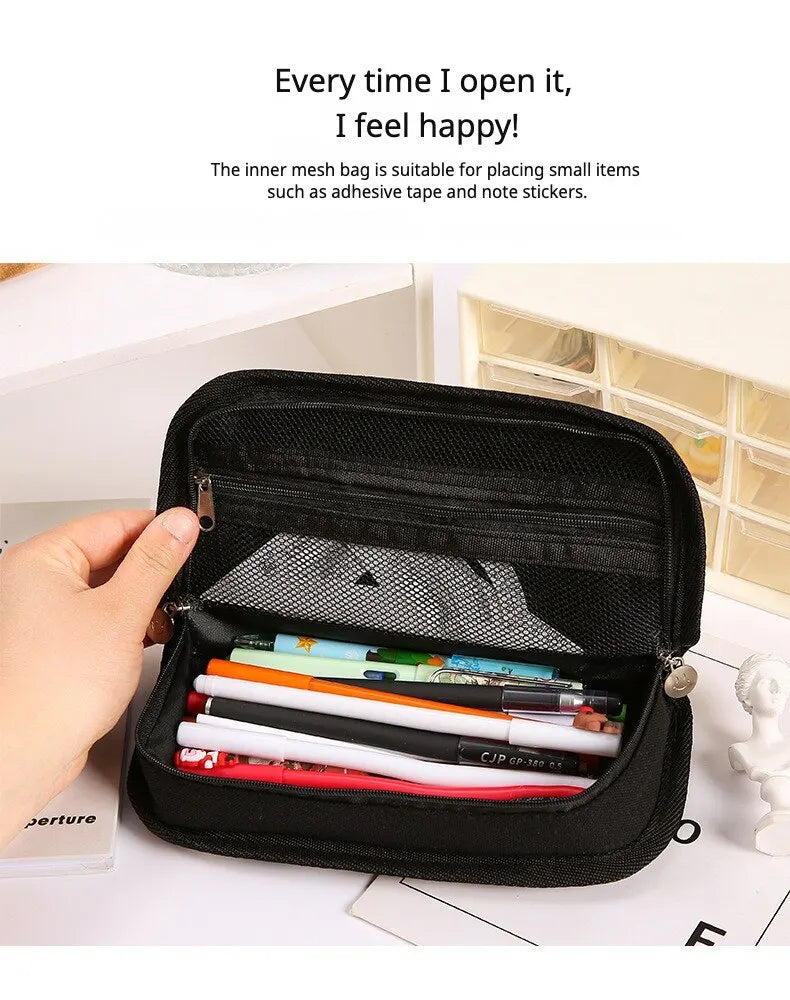 20cm Ins negro y blanco tablero de cuadros de gran capacidad de almacenamiento de gran valor bolsa de lápiz caja de papelería