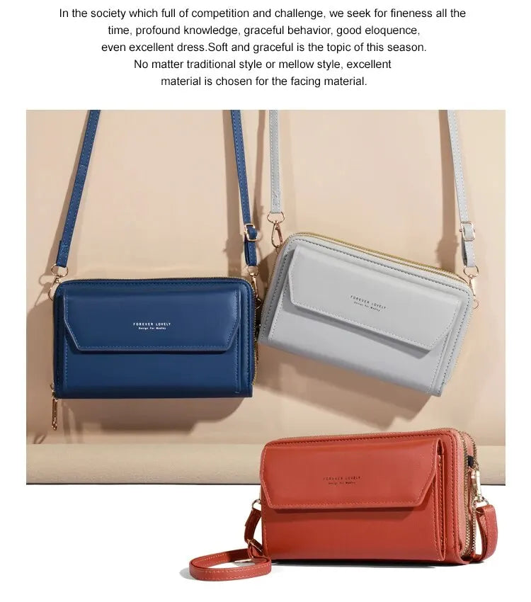 Bolso bandolera pequeño para mujer, monedero y cartera para teléfono móvil