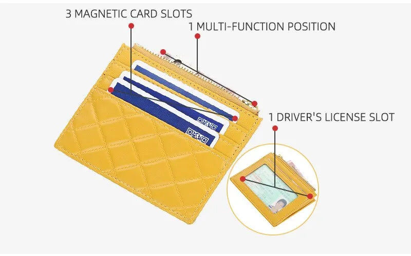 Bolso de tarjeta corto a cuadros de diamantes para mujer, monedero de licencia, cubierta de tarjeta con cremallera, tarjetero múltiple, nuevo y a la moda