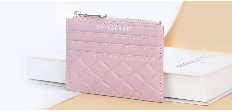 Bolso de tarjeta corto a cuadros de diamantes para mujer, monedero de licencia, cubierta de tarjeta con cremallera, tarjetero múltiple, nuevo y a la moda