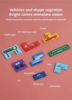 Bloques de construcción de madera, juego de tráfico, rompecabezas, inteligencia, juego de lógica, bloque educativo temprano, aprendizaje