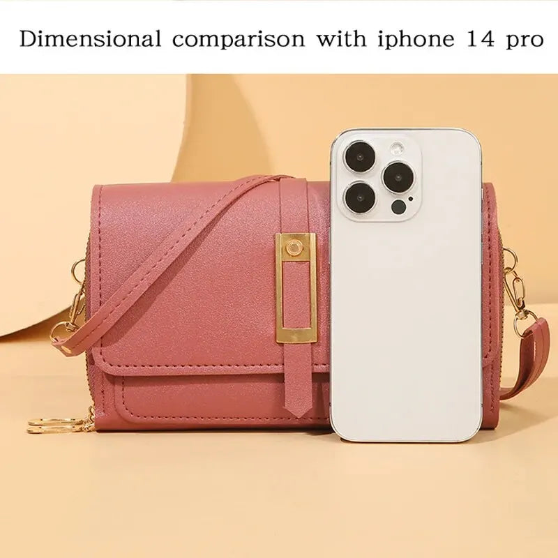 Bolso de hombro para mujer, bandolera funcional con cadena, cartera para teléfono móvil, Mini bolso de gran capacidad