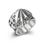 Anillo de cartas de juego de plata con personalidad ajustable, joyería de fiesta de moda para mujer